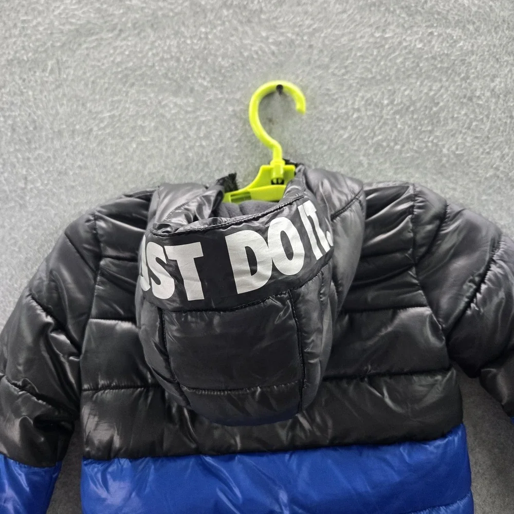 Nike Boys Jacket 2T (1-2‎ YRS 86-92CM) Black Puffer Colorblock Just Do It